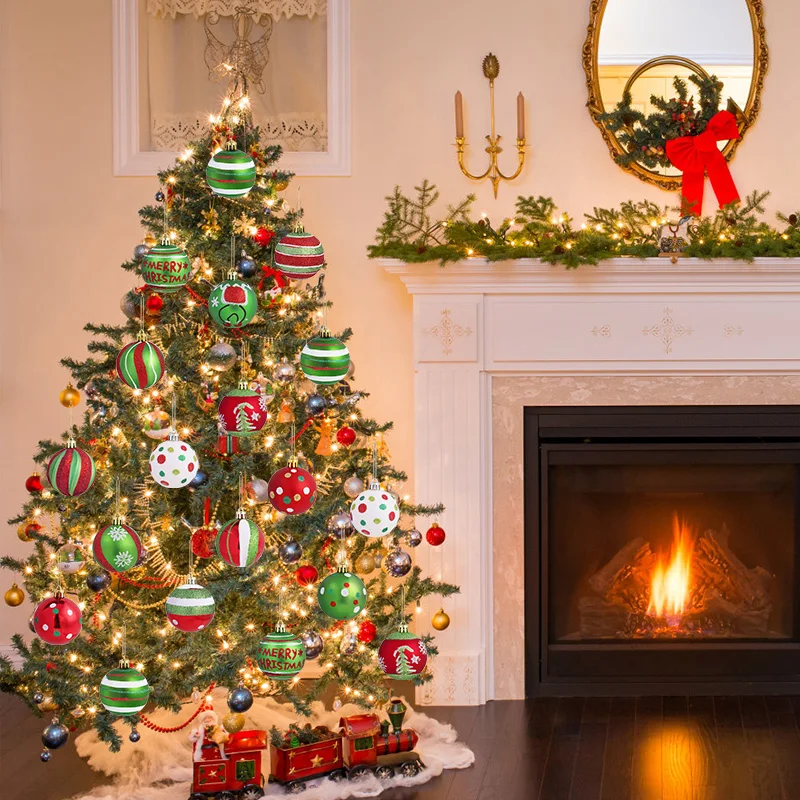 6 قطعة/صندوق بريق عيد الميلاد الكرة الحلي الكرتون ندفة الثلج الأيائل شريط شجرة عيد الميلاد ديكور معلق عيد الميلاد ديكور المنزل المعلقات