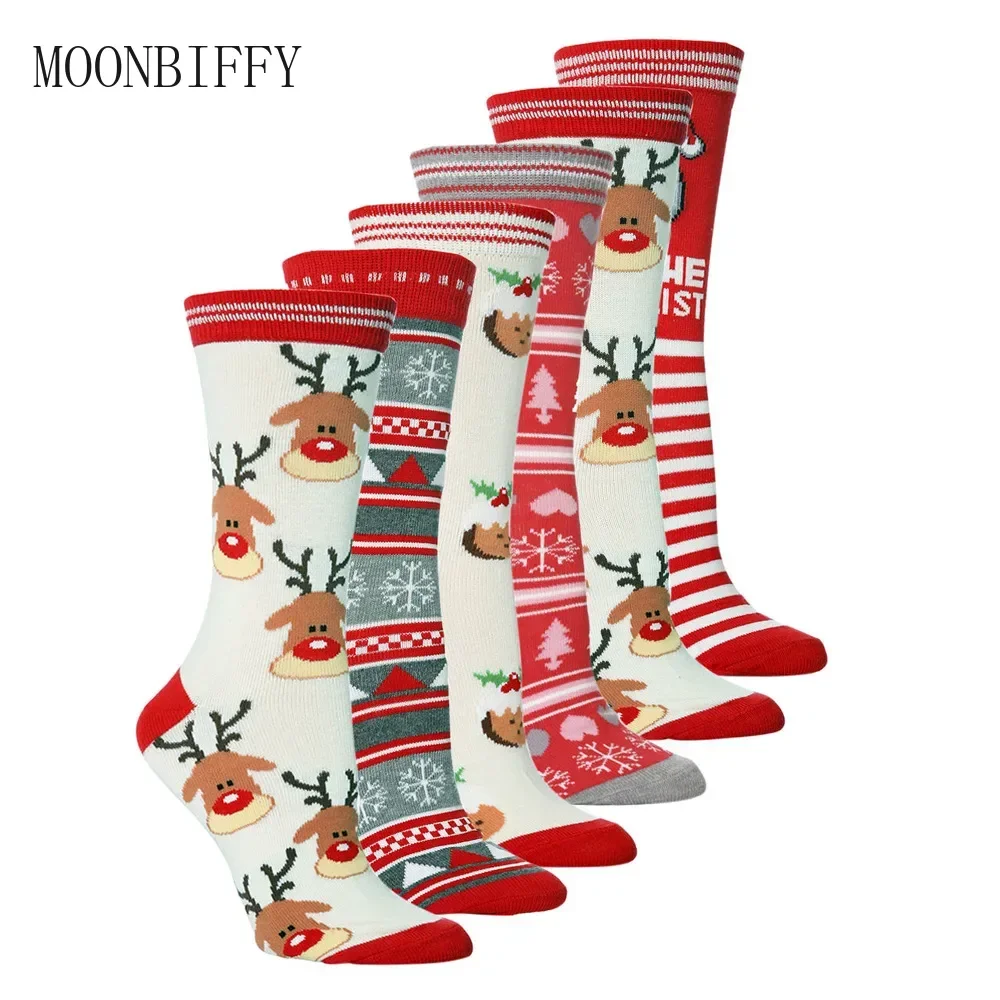 Woman Christmas Socks Funny Xmas Santa Claus Tree Snowflake Elk Snow Cotton Tube Crew Happy Sock Men New Yea Cute Socks Women