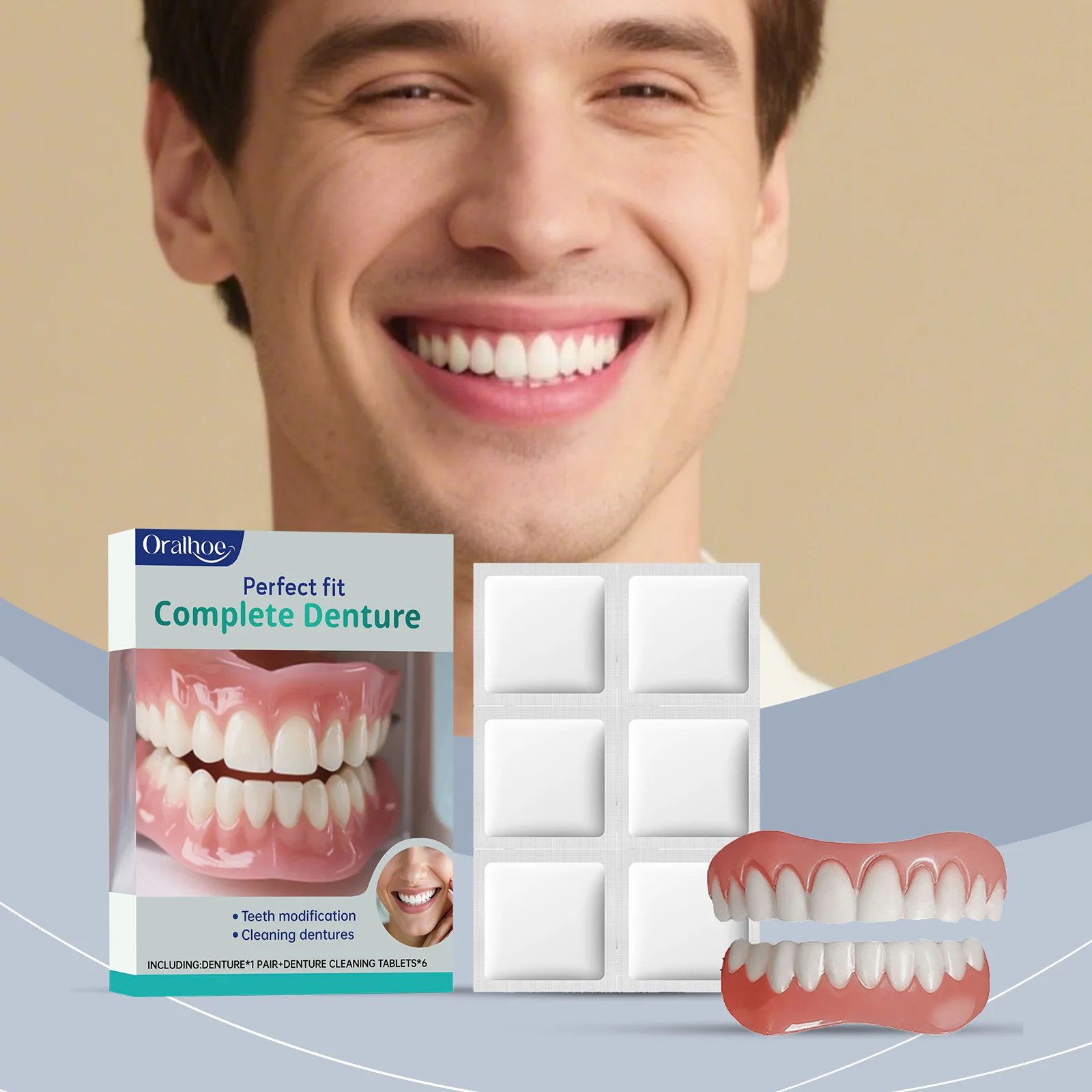 

Comfortable Denture Set - Decoration & Cleaning Functions, Maintains Cleanliness, Enhances Smile Beauty, Deep Plaque Removal