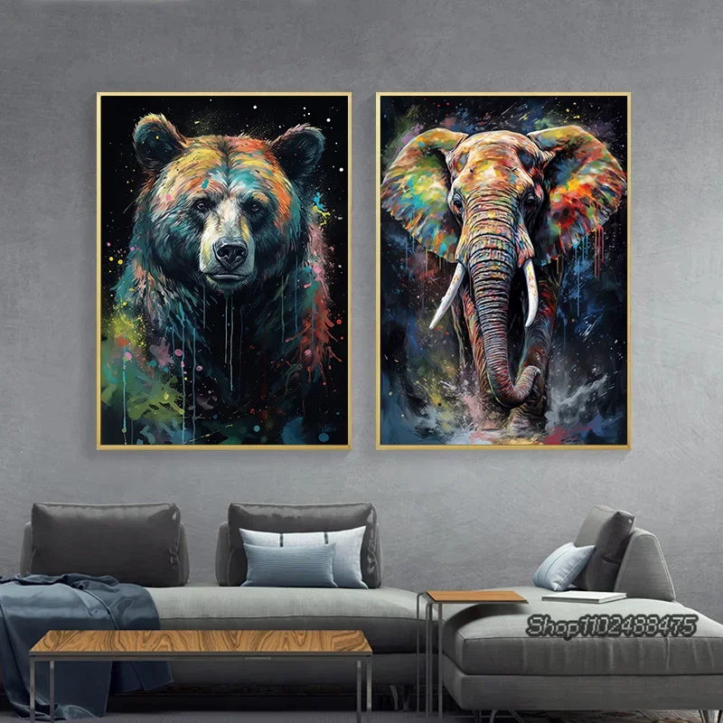 Watercolor Animal Tiger Lion Monkey Snake Portrait Poster Abstract Graffiti Wall Art Canvas Painting For Living Room Home Decor