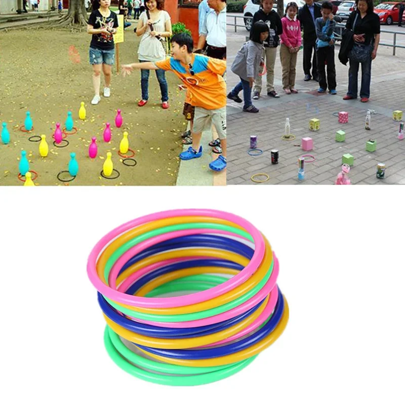

10pcs Colorful Plastic Ring Toss Game Rings for Night Market Stall Kids Outdoor Party Game Family Fun Activity
