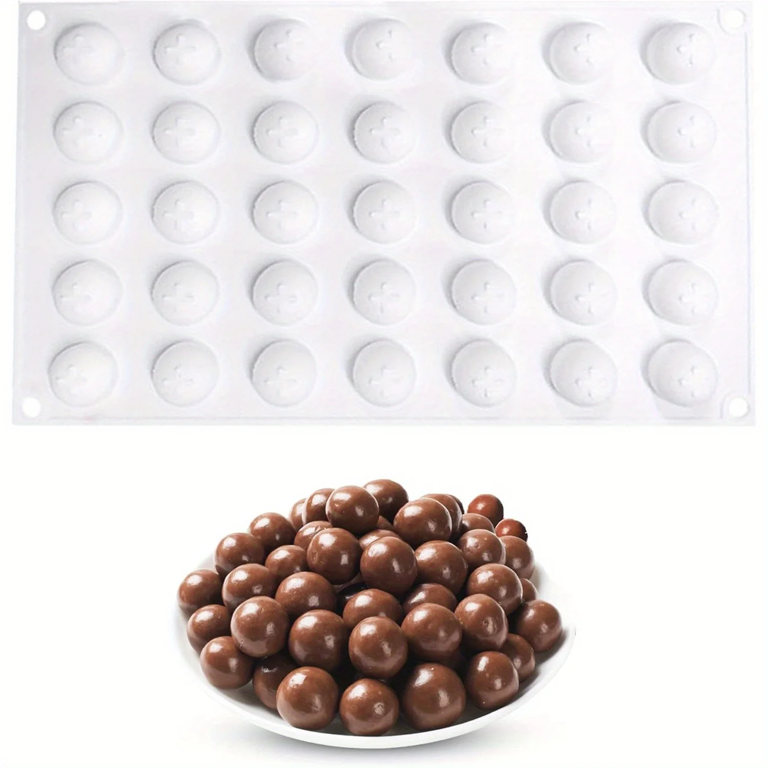 Molde de bomba de chocolate de silicona 3D: bandeja antiadherente para hornear dulces y trufas, color blanco, perfecta para chocolates caseros