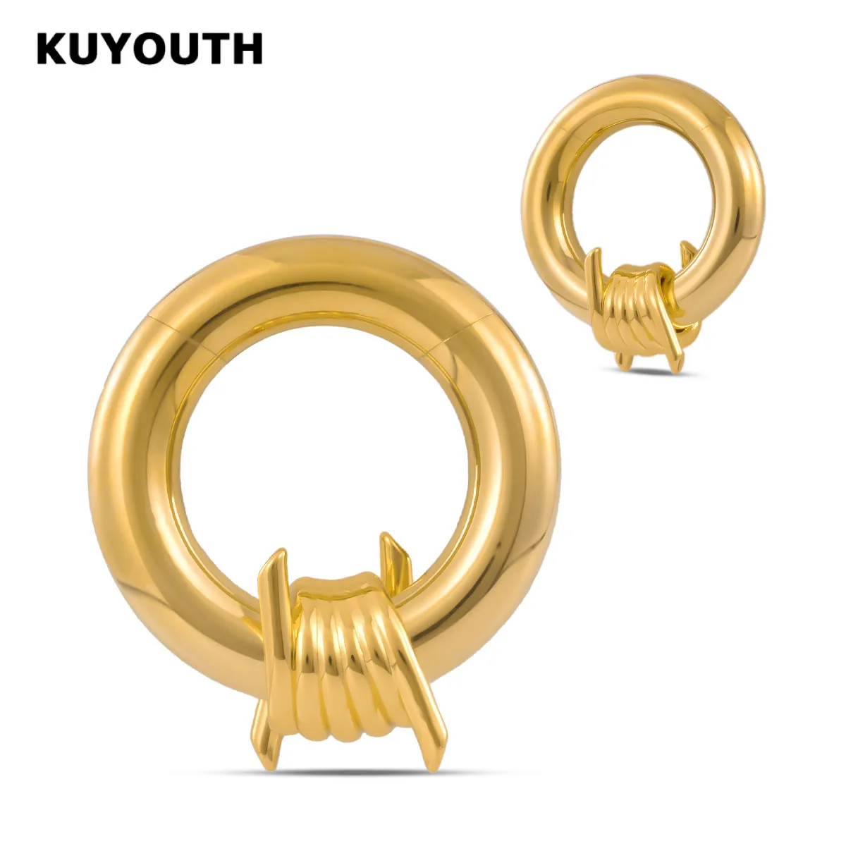 

KUYOUTH 1 Pair 00G Gothic Hypoallergenic Steel Ear Weights Magnetic Spring Closure Hanging Stretcher Gauges Body Jewelry