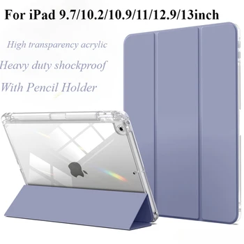 Met Apple Potloodhouder Case Voor iPad 10.2 7e 8e 9e 10e 10.9 Air 4 5 6 11 13 Cover Funda iPad 9.7 Air 1 2 5e 6e 2018 Capa