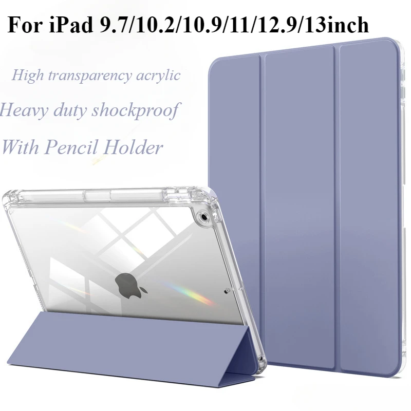 With Apple Pencil Holder Case For iPad 10.2 7th 8th 9th 10th 10.9 Air 4 5 6 11 13 Cover Funda iPad 9.7 Air 1 2 5th 6th 2018 Capa