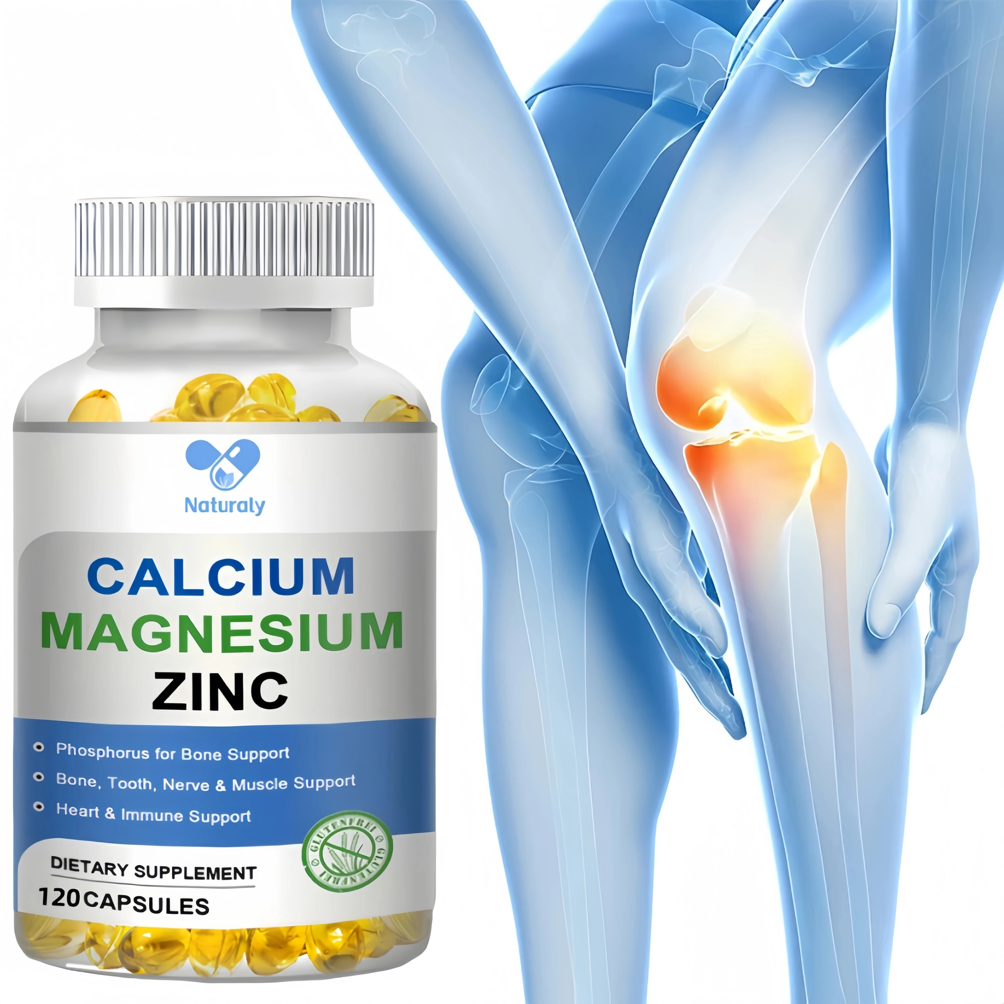 Calcium Magnesium&Zinc Capsule Vitamin D3 Bones&Teeth Daily Easily Absorbed Minerals Supplement Dietary Fitness