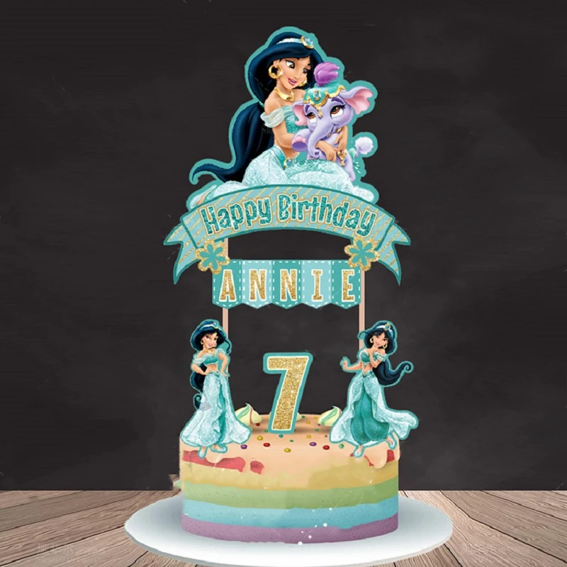 Minnie Mickey Frozen Rapunzel Mermaid 1st Birthday Cake Topper Name Personalized Baby Shower Kids Favor Party Decor Supplies