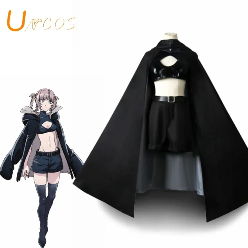 

Anime Call of The Night Nanakusa Nazuna Cosplay Costume Black Cloak Cape Style With Belt Denture Socks Outfit Yofukashi No Uta