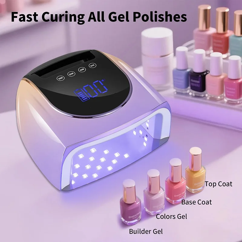 96 واط قابلة للشحن مسمار الأشعة فوق البنفسجية مصباح مع بطارية 19200 مللي أمبير اللاسلكية هلام البولندية مجفف مع مقبض اللاسلكي مسمار الأشعة فوق البنفسجية LED مصباح