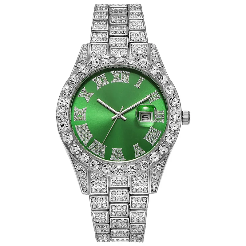 Heißer Verkauf Diamant Uhr für Männer Luxus Iced Out Uhren Kalender Quarz Armbanduhren Männlich Uhr Relogio Masculino Drop Shipping