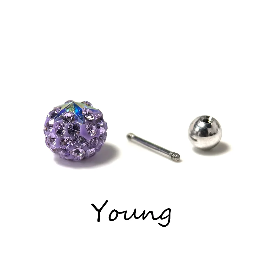 كرة خماسية ملونة لامعة للغاية مرصعة بعظم الأذن الطبية القابلة للزرع ، مجوهرات ثقب ، F136 التيتانيوم G23 #4