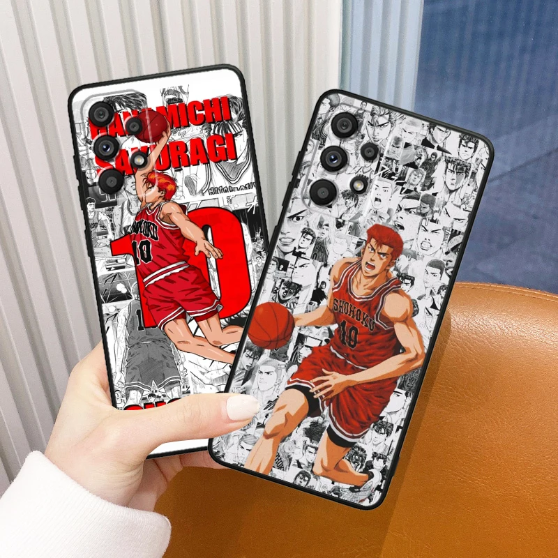 Slam Dunk Hot Anime per Samsung Galaxy A73 A72 A55 A54 A53 A52S A34 A33 A32 A25 A23 custodia morbida nera per telefono