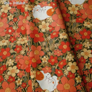 Tecido De Algodão Premium para Artesanato DIY, Flores e Listras Design, Roupa de cama e Vestuário, 160x50cm 12 principais vendas tecido estampa gato - №1