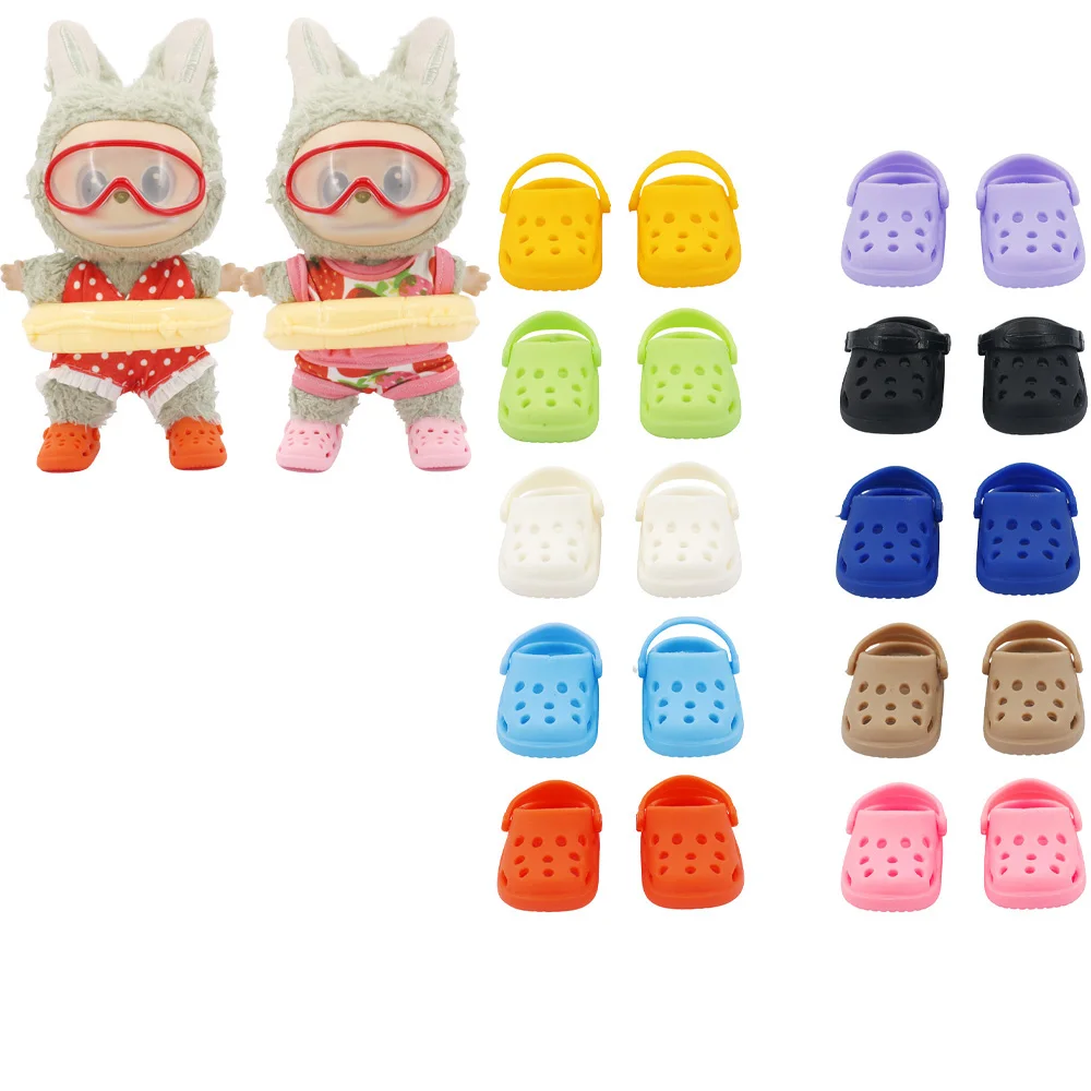 Nuevo Estilo, Zapatos para Muñecas de 17 cm, Varios Colores Sólidos, Lindos Zapatos con Orificios para Labubu, Regalos para Niños