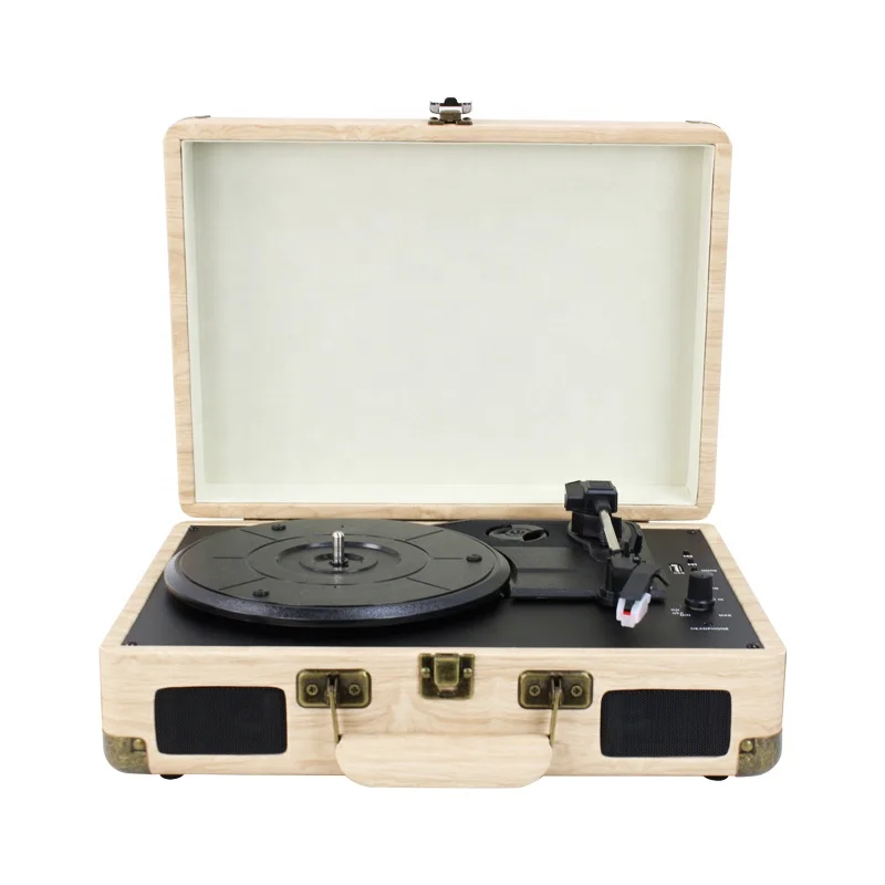 

Wholesale Portable Gramophone Vinyl Record Player Auto Stop Turntable Player With Earphone Jack