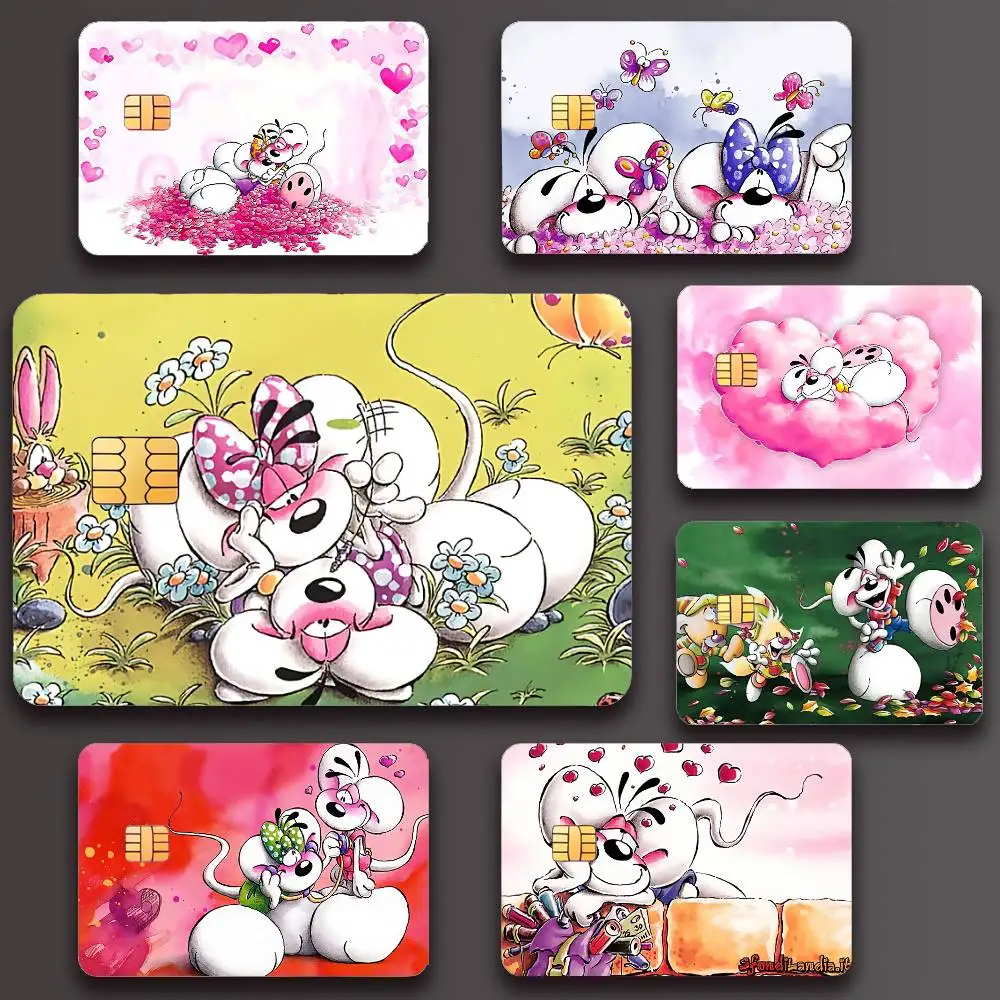 Cartoon D-Diddl Ratte Poster Kredit Haut Abdeckung Karte Aufkleber 4PCS Film Bus Pass Front Dekoration Bank Debit wasserdicht