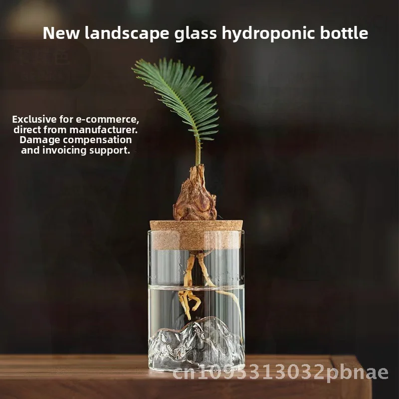 

Creative High Borosilicate Glass Mountain View Vase Hydroponic Plant Bottle Transparent Office Desktop Small Green Flower