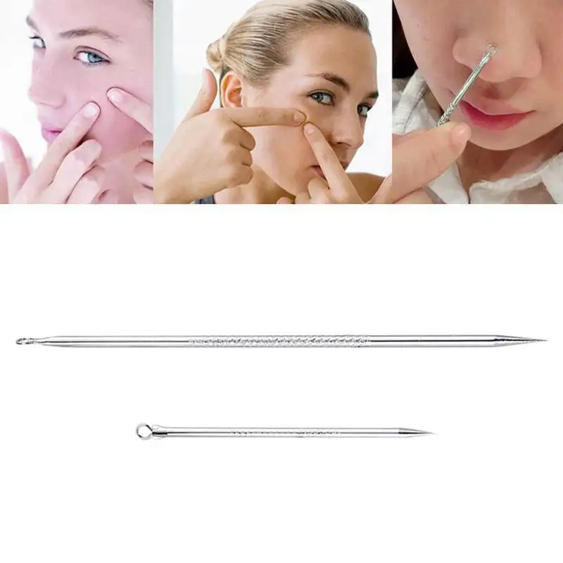 Acne Verwijdering Naalden Delicate Draagbare Rvs Acne Pick Mee-eter Puistje Smet Extrudeer Reiniging Extractor Gereedschap