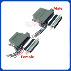 1PCS DB25 25Pin Male Female Connector to RJ45 Modem Adapter D-Sub RS232 Compatible Converter Adapter