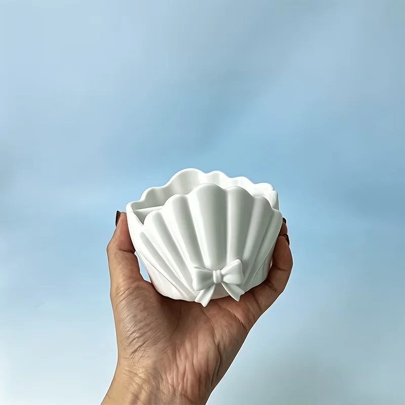 Shell Shaped Four Grid Toothbrush Toothpaste Holder Multifunctional 3D Printing Desktop Storage Box Makeup Pen Basket