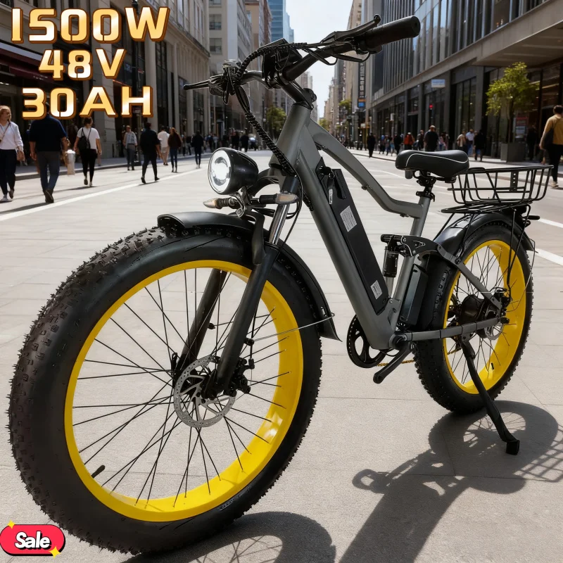 

Electric bicycle 48V 30AH long-lasting battery 1500W motor 26-inch E-bike,a good assistant for labor-saving and efficient travel