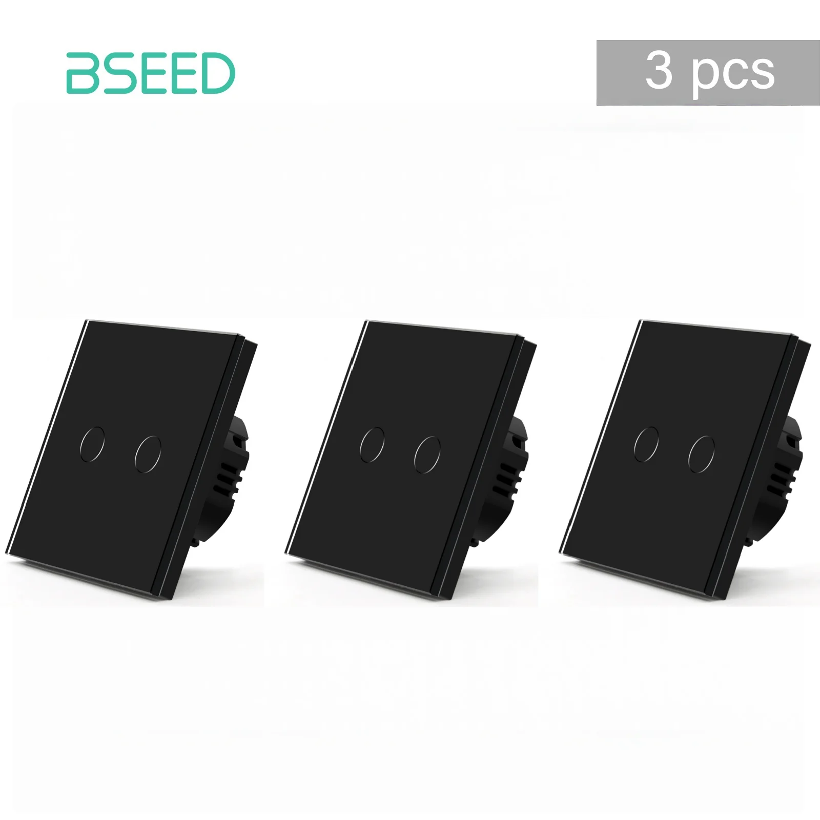 BSEED Touch-schakelaars 1/2Gang 1-weg wandlichtschakelaars Glas sensorscherm Thuisschakelaars Blauwe LED-achtergrondverlichting EU-norm