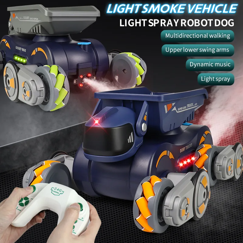 Voiture robot blindée télécommandée pour enfants, bras acousto-optique pulvérisé, voiture cascadeur oscillante, jouet électronique pour animal de compagnie, cadeau pour garçon, précieux