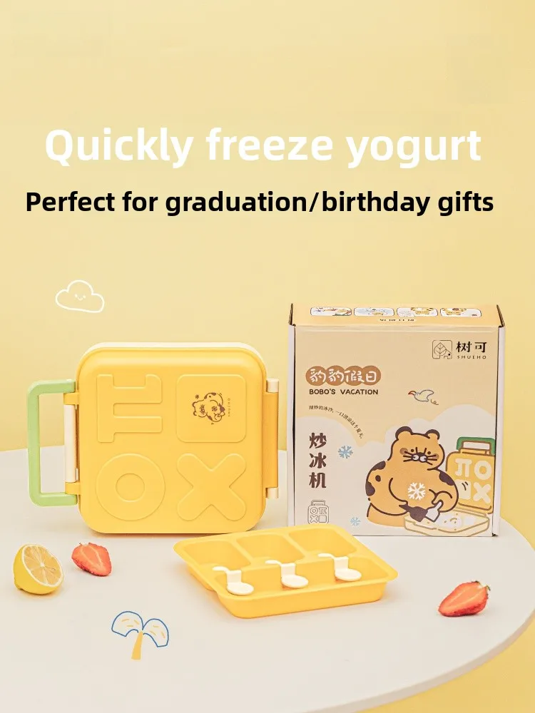 Girls Ice Cream Maker Birthday Gift Small Size Shaved Ice Machine Yogurt Frier Children's Toy Kitchen Cooking Utensils