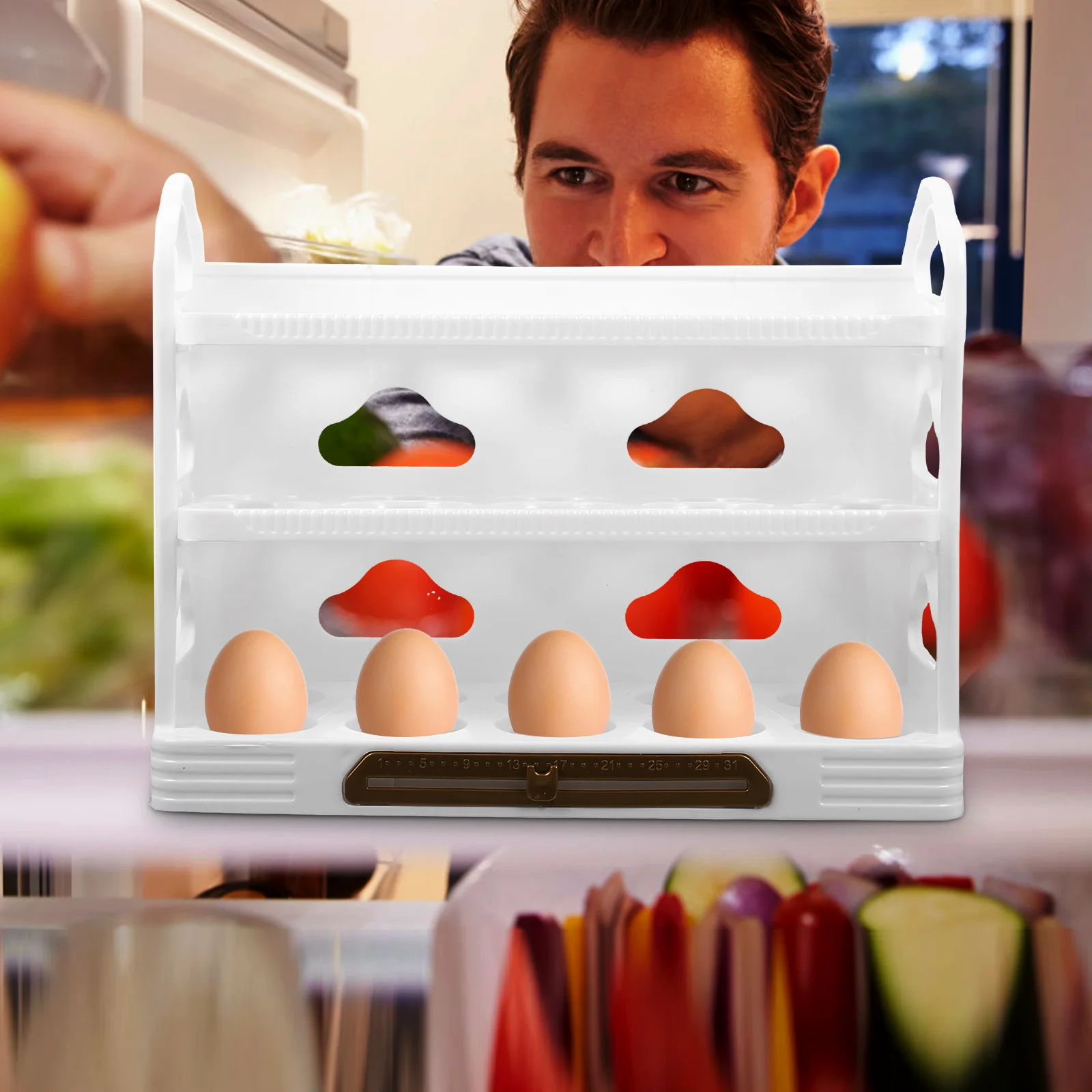 

30 Slot Egg Holder for Refrigerator Large Capacity Reusable Storage Container Kitchen ganizer Save Space Household Egg Tray