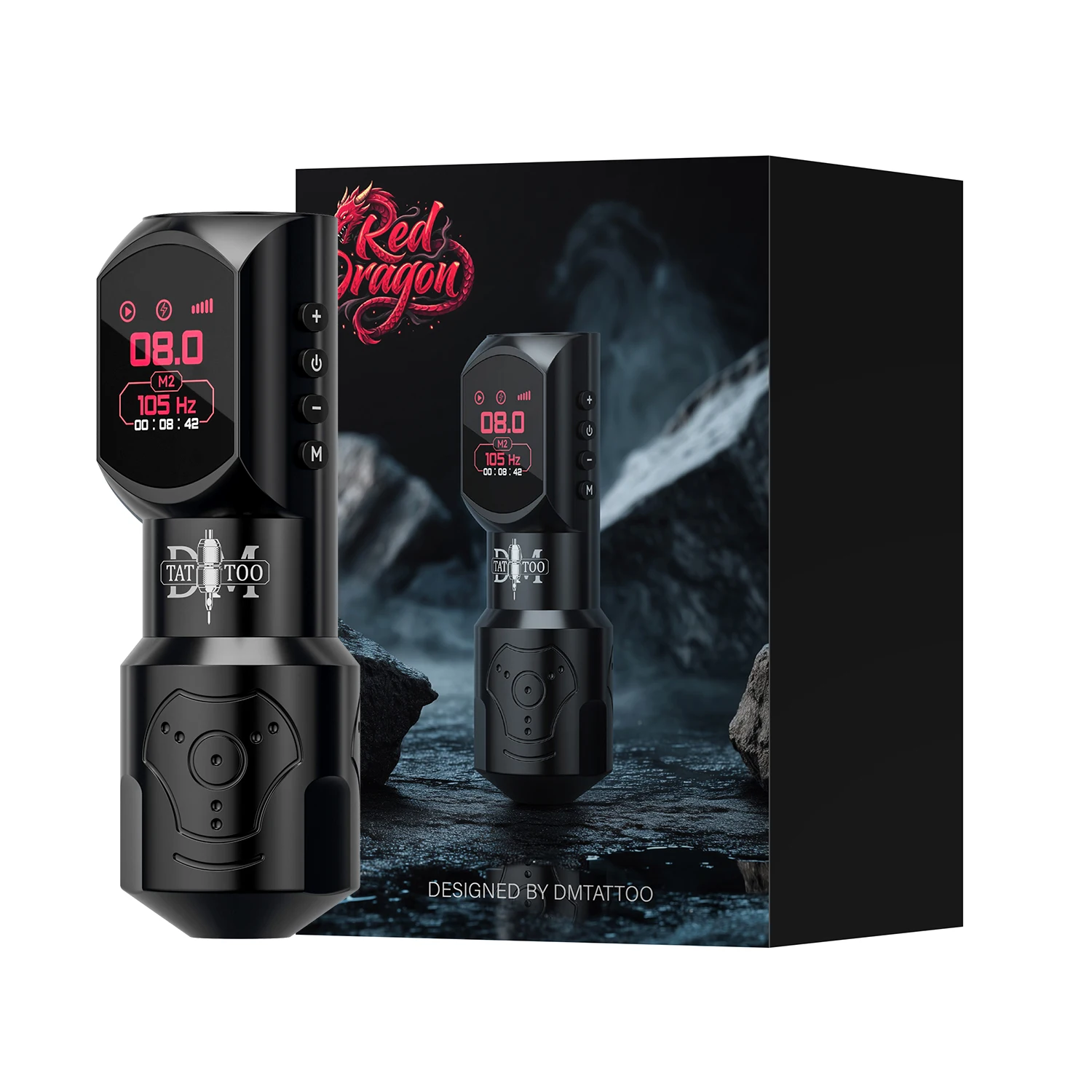 قلم الوشم اللاسلكي DM Red-dragon شاشة ملونة كبيرة شاشة ديجيتال ماكينة رسم الوشم التجميلي الدائم مع مسدس الوشم 4.0 السكتة الدماغية