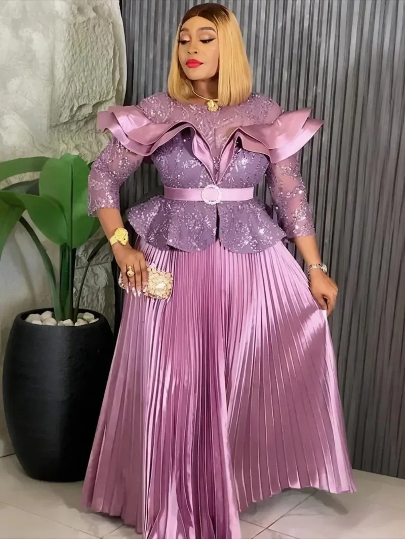 

Plus Size African Party Dresses for Women 2025 New Fashion Dashiki Ankara Wedding Evening Gown Elegant Muslim Maxi Dress