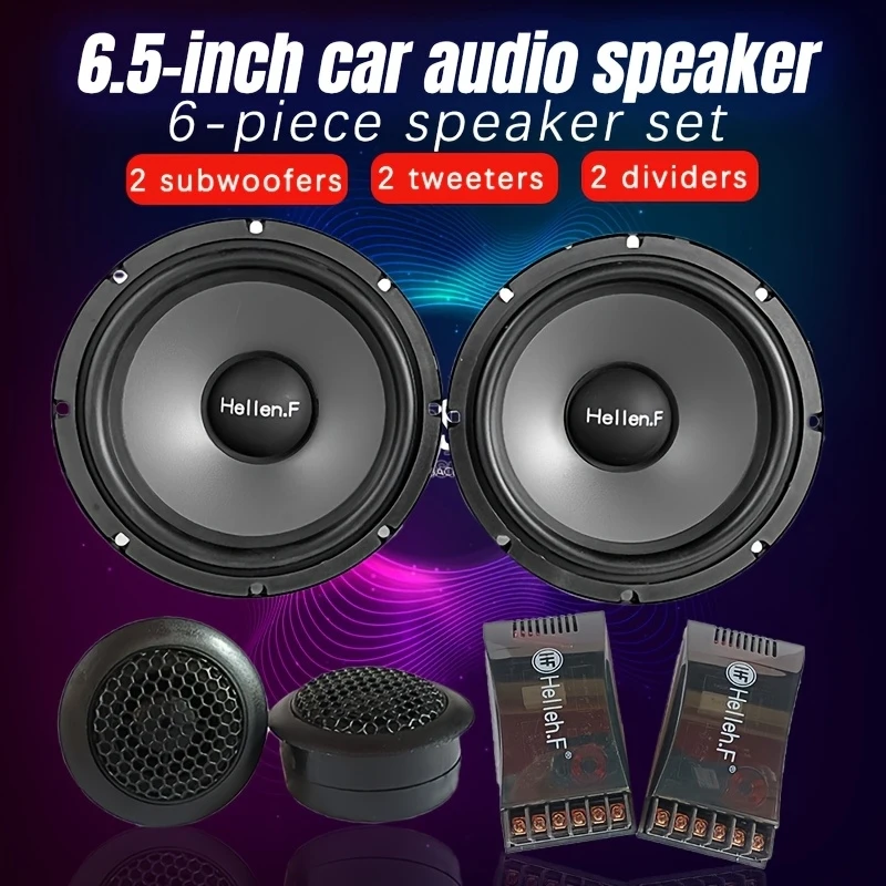 6Set6.5inch car audio speaker，Mid-low frequency door speakers，Lossless upgrade，Suitable for all vehicle models
