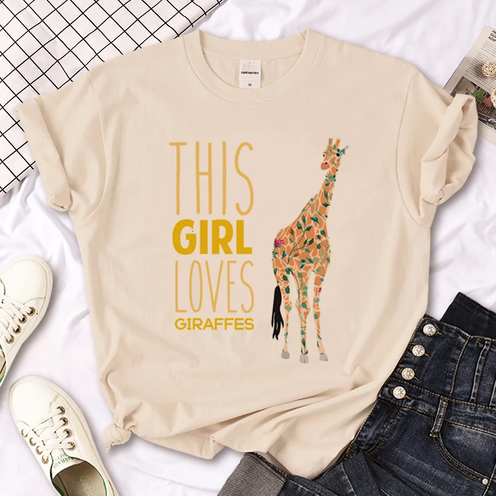 Giraffe t shirt women funny Japanese tshirt female designer clothing