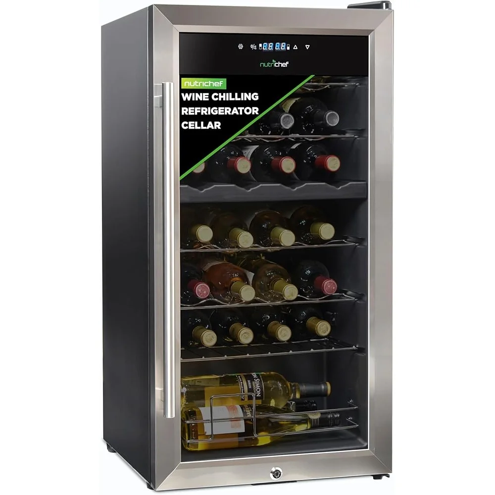 28 زجاجة نبيذ ثلاجة ثنائية المنطقة مبرد قابل للتعديل درجة الحرارة 41 ° F إلى 64 ° مبرد F فائق الهدوء للتحكم الرقمي قائم بذاته