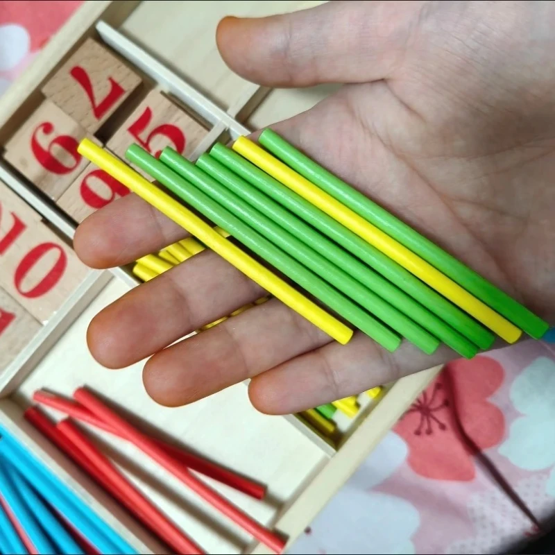 

ParentChild Math Toy Colorful Counting Sticks AdditionSubtraction Practice Family Education Game EcoWood Material