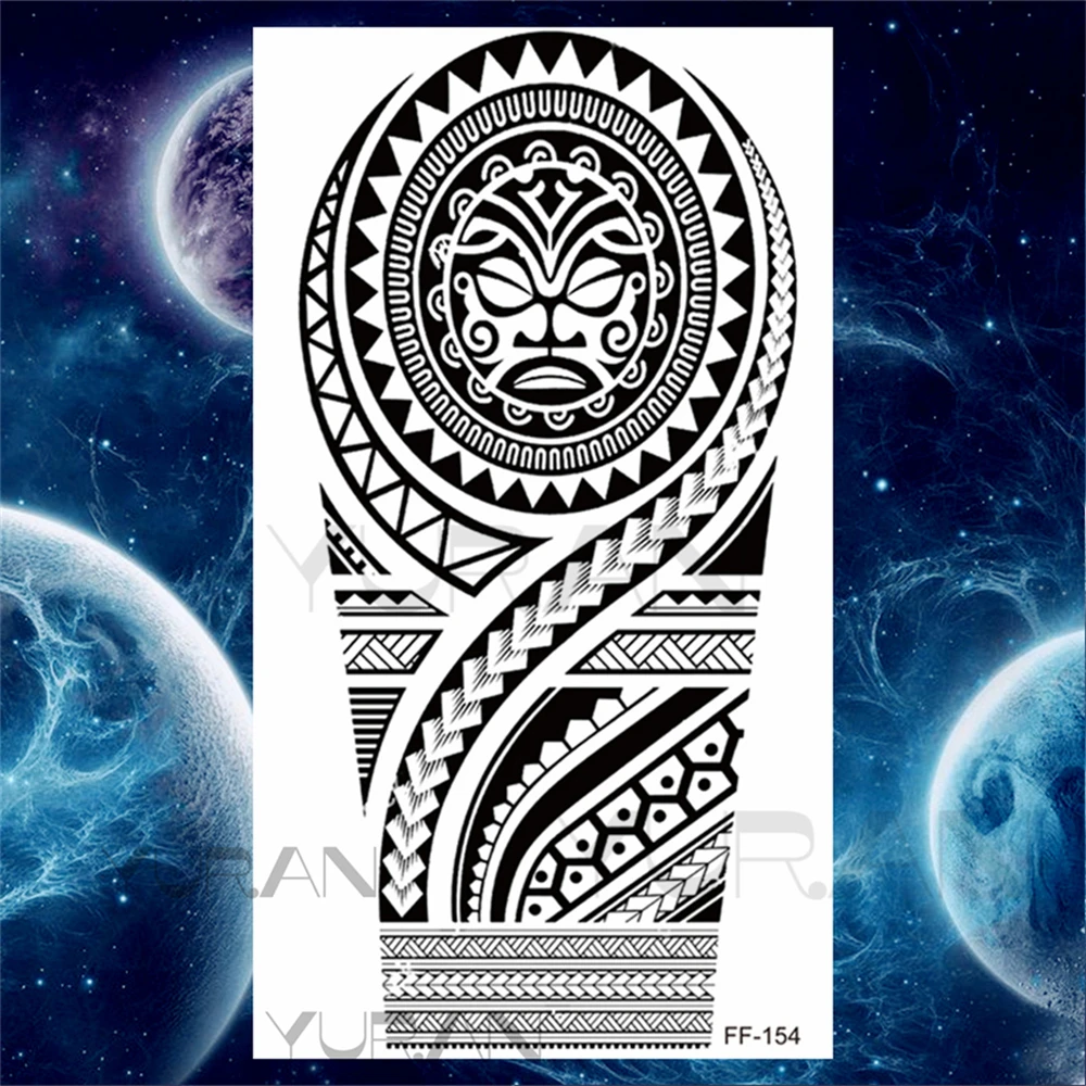 Large Totem Temporary Tattoos For Adults Men Realistic Maori Thorns Armbands Waterproof Fake Tattoo Stickers Arm Body Tatoos 3D