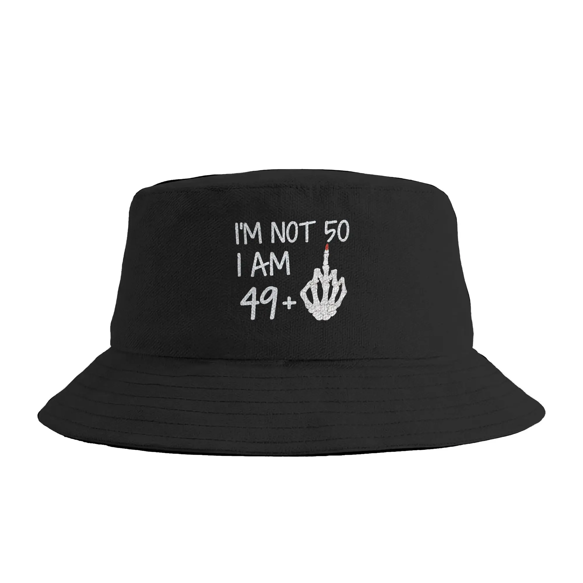 Im Not 50 I Am 49 Plus 1 Middle Finger Skeleton Bucket Hat For Men Women  Fisherman Hats Casual Vacation Caps Sunscreen Hats