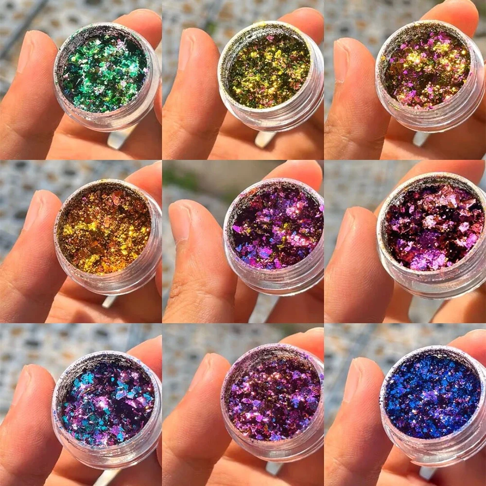 1Box Chameleon Opal Powder Irregular Foil Loose Glitter Pigments Eyeshadow Nail Art Resin Crafts Manicure Chrome DIY Decoration*