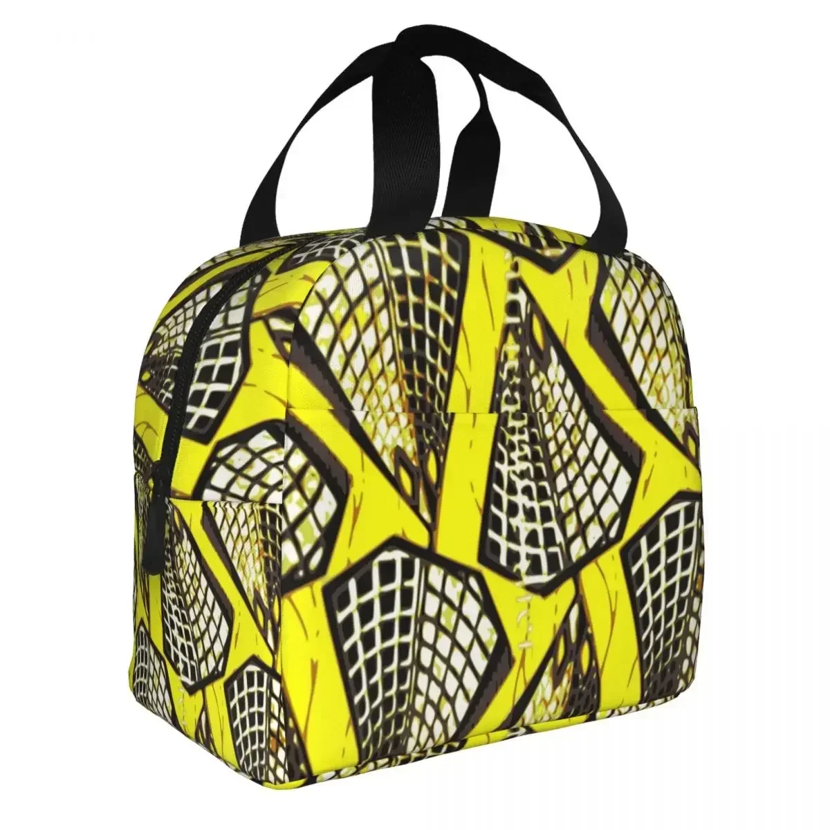 Custom Bag Custom Custom African Ankara Wax Print Yellow Throw Pillow Lunch Bag Women Cooler Thermal Insulated Lunch Box For Sch