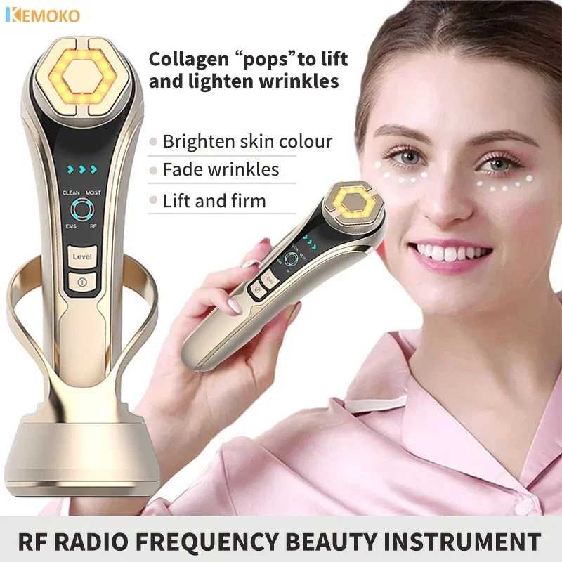 Facial Lifting Massager Multifunctionele EMS LED Photon Rimpel Remover RF Heet Kompres 1200Hz Trillingen Anti-aging Apparaat