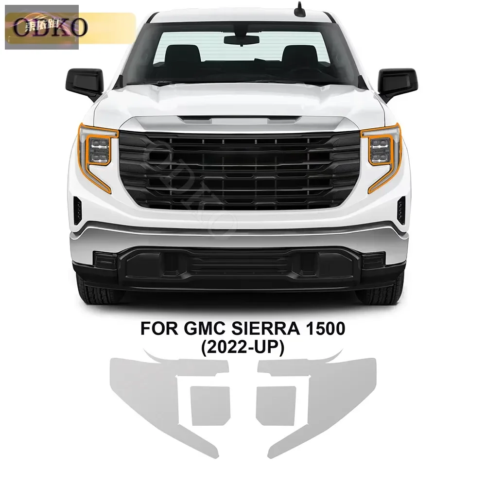 

Car Headlights Taillights Protective Film for GMC Sierra 1500 2022-2025 Front Anti Scratch Black Transparent TPU Sticker PPF