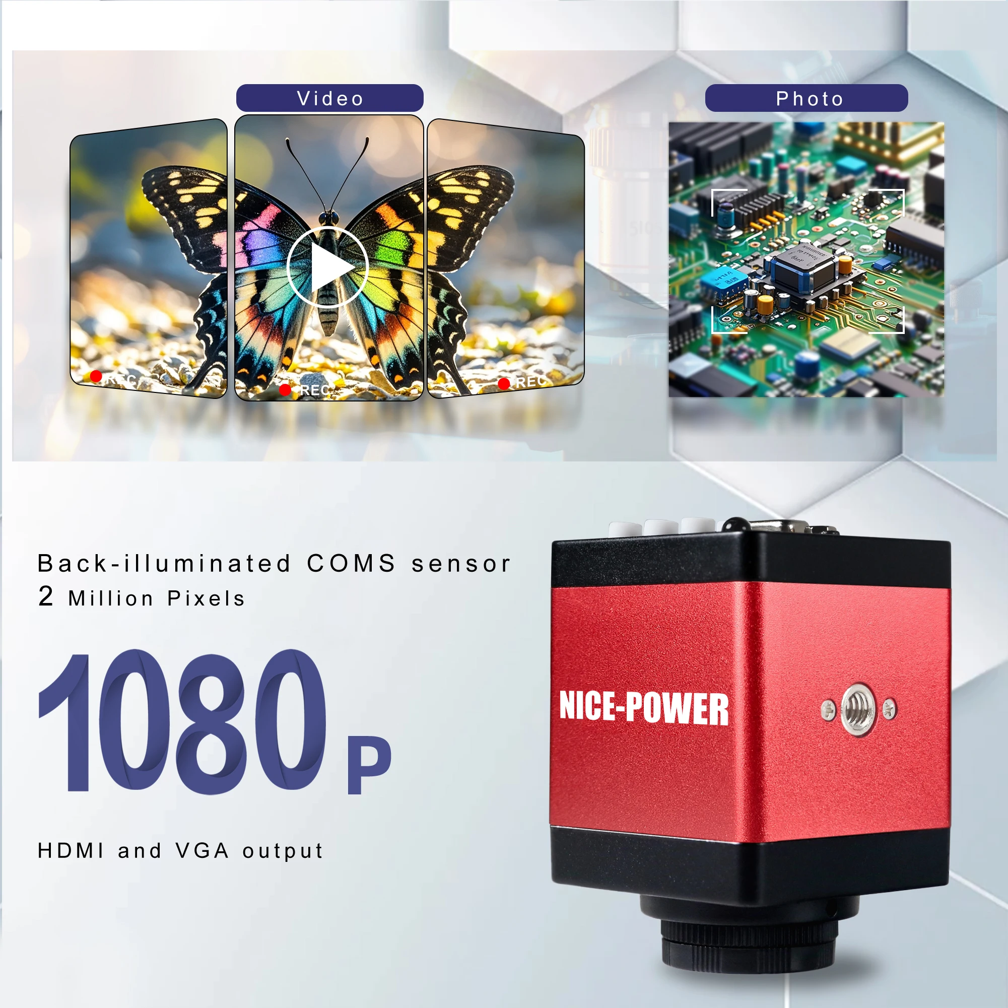 NICE-POWER Digital Microscope 13MP 4K 1080P VGA Industrial Camera 150X Zoom Lens Stand Soldering for Electronics Repair