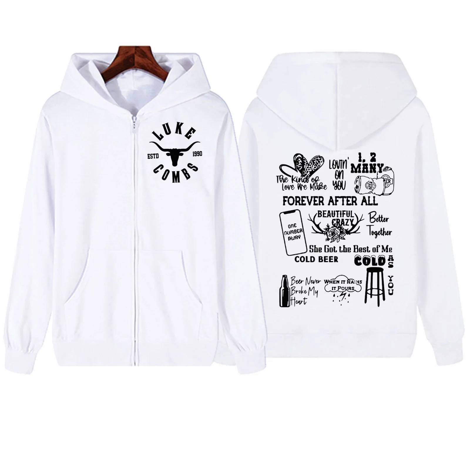 Luke Combs Zipper Hoodie Harajuku Pullover Tops Western Country Music Sweatshirt Streetwear Fans Gift