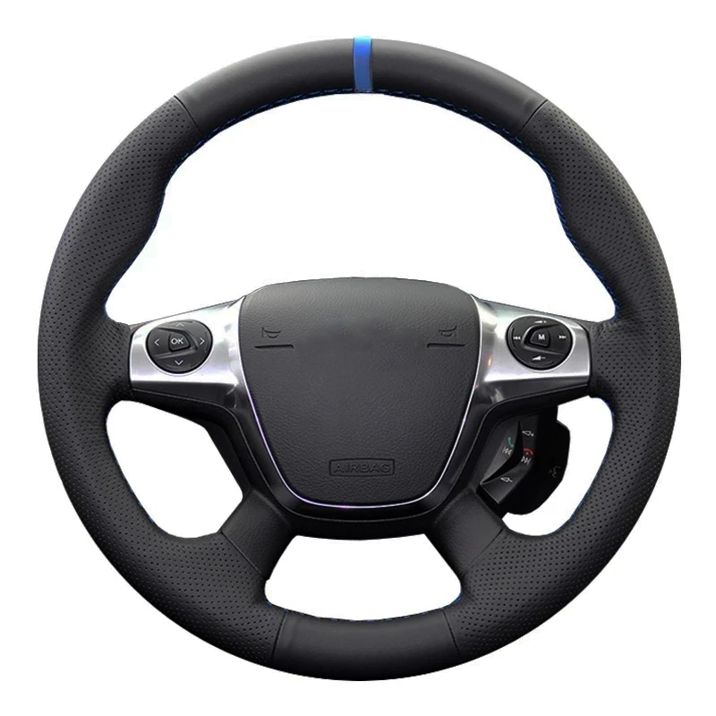 Car Steering Wheel Cover Anti-Slip Artificial Leather Auto Interior Accessories For Ford Focus 3 2012-2014 KUGA Escape 2013-2016