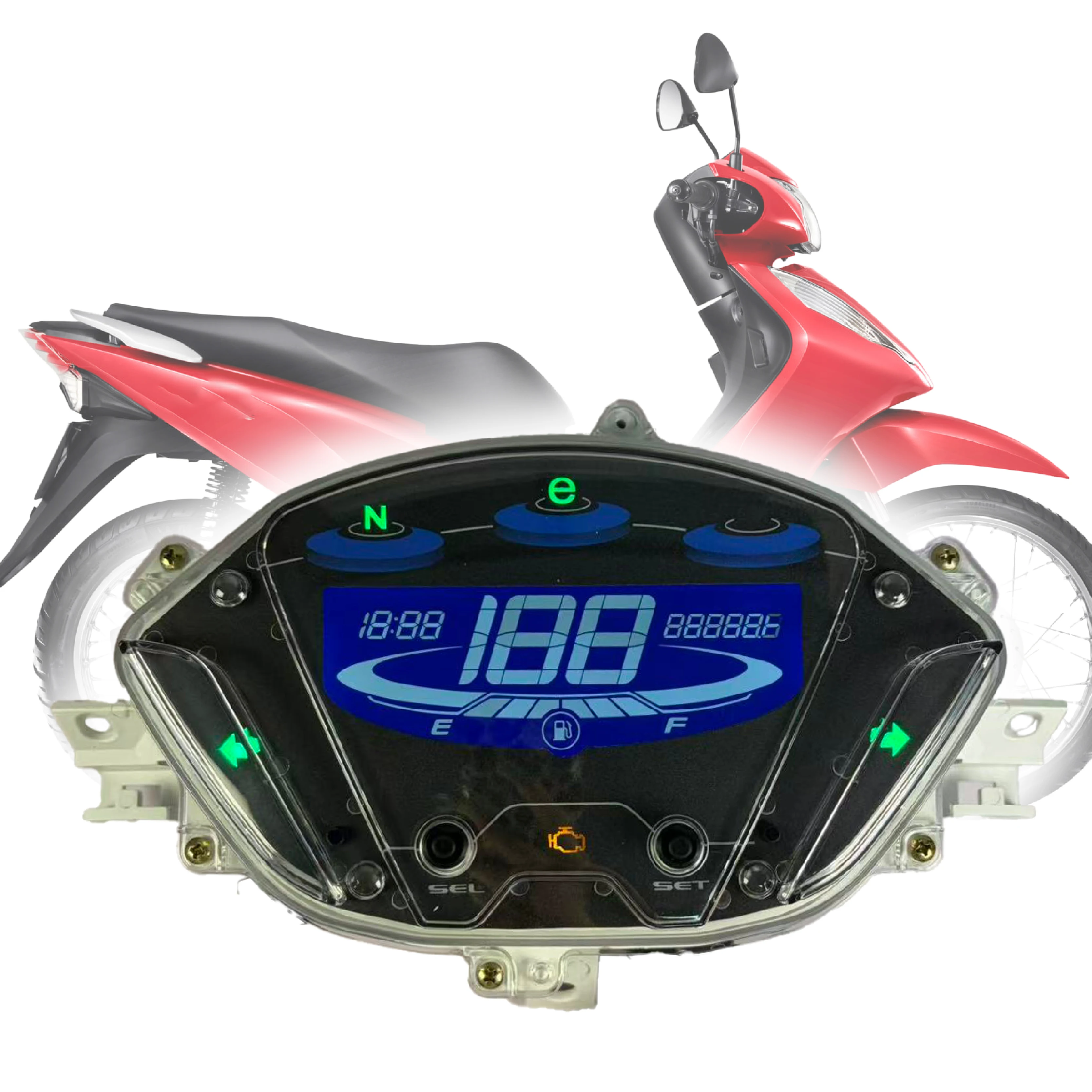 Novo Painel Digital de Instrumentos para Motocicleta com Display LED, Velocímetro, Odômetro e Tacômetro para Honda Biz 125