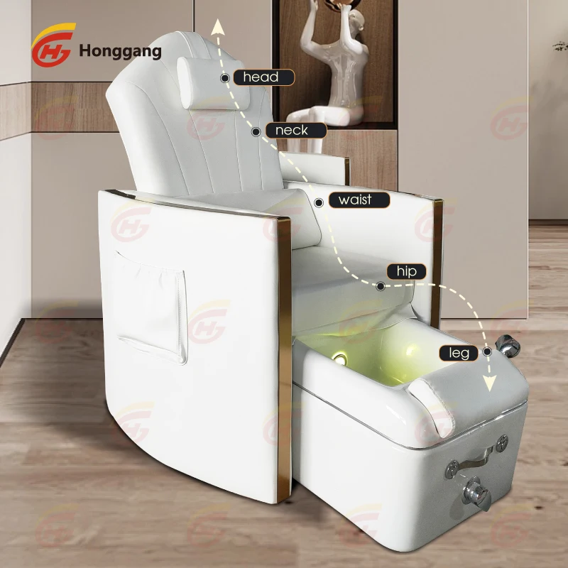 

Hot Sale New Color Gray Green Velvet Pedicure Chair Ceramic Basin Electric Reverse Custom Color Suitable For Nail Salon