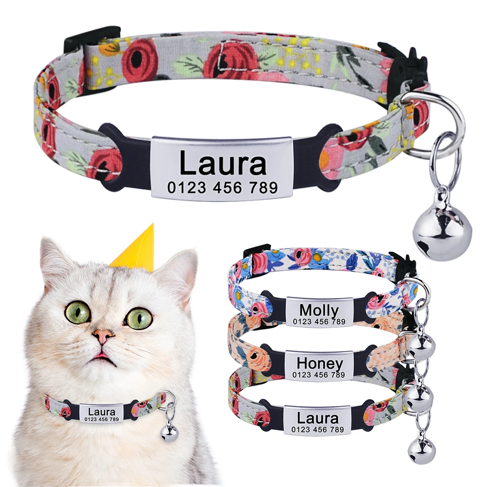 Plaque signalétique personnalisée pour collier de chat bricolage, étiquette d'identification de fleurs, produits pour animaux de compagnie, petite plaque signalétique imprimée pour chaton, installation rapide, unisexe