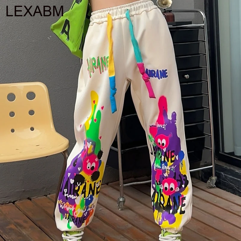 

Graffiti Cartoon Print Sweatpants Harem Pants Women Casual Loose Long Trousers Vestidos Femme Sportwear Hip118cm