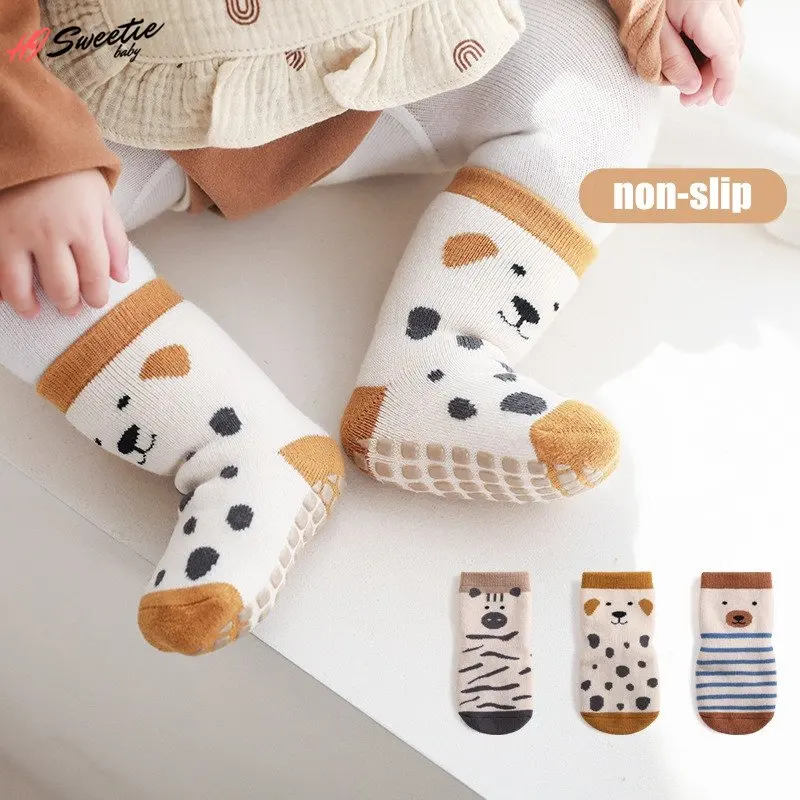 Cute Cartoon Baby Floor Socks Winter Indoor Non-slip Cool Animal Design Baby Toddler Boy Girls Socks Children's Cotton Socks