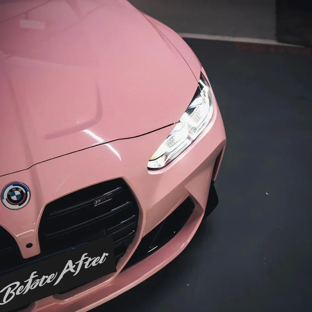 2025 Fabriek Aangepaste Auto Inpakfolie PET Liner 55ft Volledige Roll Voertuig Wikkelen Super Gloss Rouge Poeder Auto Vinyl Wrap Film